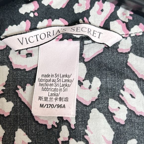 Victoria's Secret Pajamas Womens Medium Black Pink Leopard Shirt Shorts PJ Set - Picture 10 of 12